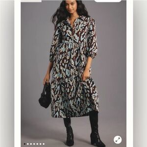 Anthropologie The Bettina Tiered Midi Shirtdress by Maeve